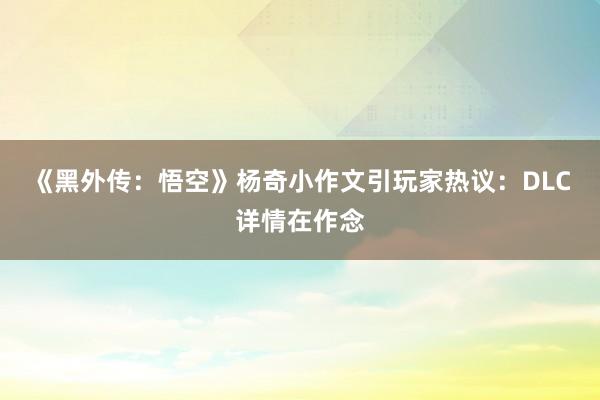 《黑外传：悟空》杨奇小作文引玩家热议：DLC详情在作念