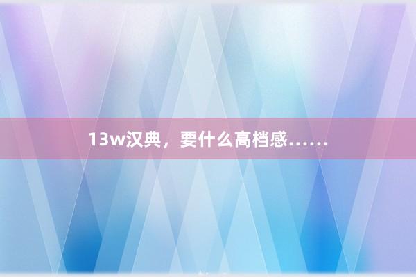 13w汉典，要什么高档感……