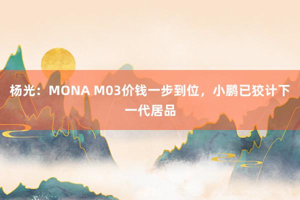 杨光：MONA M03价钱一步到位，小鹏已狡计下一代居品